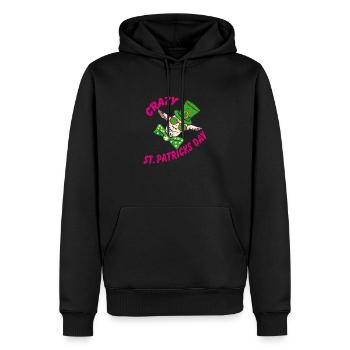 Folle Saint-Patrick Drôle Chèvre Folle - Sweat à capuche Premium bio Homme - noir - Devant - Nico (187cm)