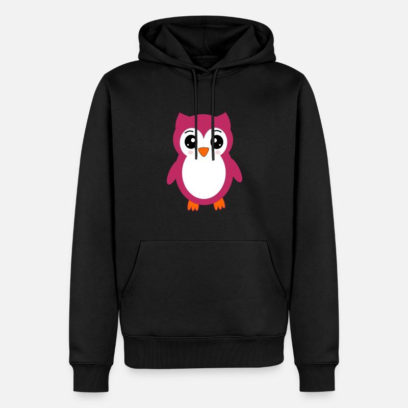 Eule, Rosa Eule - Männer Premium Bio Hoodie - Schwarz