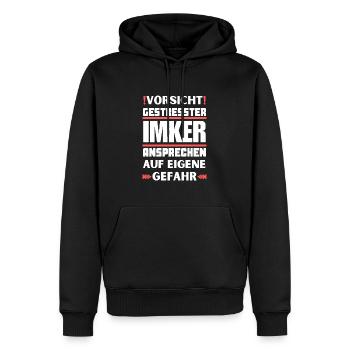 Gestresster Imker nicht ansprechen! - Männer Premium Bio Hoodie - Schwarz - Vorne - Nico (187cm)