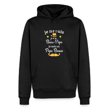 Je ne suis pas un Beau-Papa, je suis un Papa Bonus - Sweat à capuche Premium bio Homme - noir - Devant - Nico (187cm)