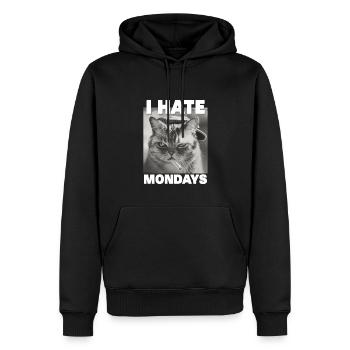 I hate mondays Spruch Katze Montag witzig - Männer Premium Bio Hoodie - Schwarz - Vorne - Nico (187cm)