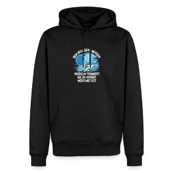 Vintage Bouldern Boulderer Klettern Kletterer - Männer Premium Bio Hoodie - Schwarz - Vorne - Nico (187cm)