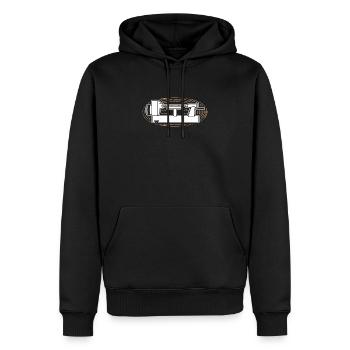 Tournage sur bois - Sweat à capuche Premium bio Homme - noir - Devant - Nico (187cm)