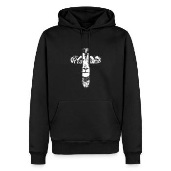 Löwenkreuz-Design für gläubige Christen - Männer Premium Bio Hoodie - Schwarz - Vorne - Nico (187cm)