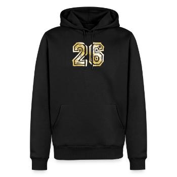 26 Nombre d’or - Sweat à capuche Premium bio Homme - noir - Devant - Nico (187cm)
