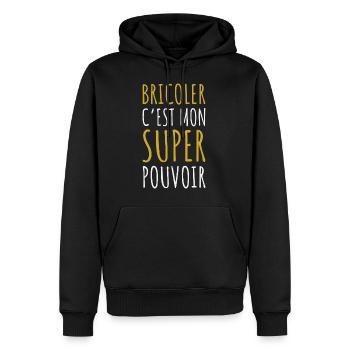 Bricolage Pouvoir Cadeau Humour Bricoleur Homme - Sweat à capuche Premium bio Homme - noir - Devant - Nico (187cm)