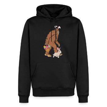 Ostern Bigfoot Hase Ostereier Ostersonntag - Männer Premium Bio Hoodie - Schwarz - Vorne - Nico (187cm)