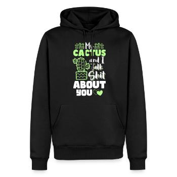 Jardinier de cactus - Sweat à capuche Premium bio Homme - noir - Devant - Nico (187cm)