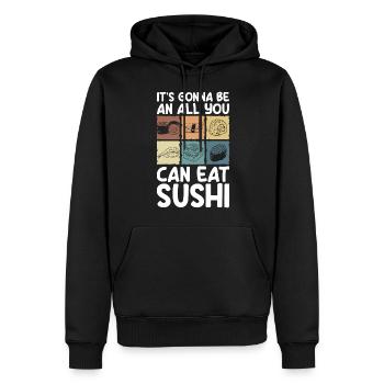 Comptoir buffet libre-service gourmand - Sweat à capuche Premium bio Homme - noir - Devant - Nico (187cm)