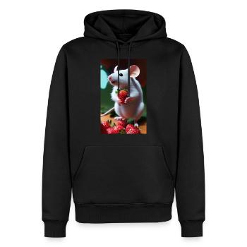 The mouse collecting strawberries - Men’s Premium Organic Hoodie - black - Front - Nico (187cm)