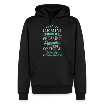 Astrologie Gémeaux Juin - Sweat à capuche Premium bio Homme - noir - Devant - Nico (187cm)