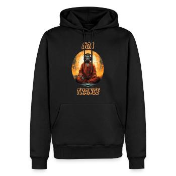 Goa Trance und Psytrance Buddhist mit Headphones - Männer Premium Bio Hoodie - Schwarz - Vorne - Nico (187cm)