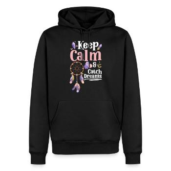 Rêves, Natifs, Sommeils, Amour - Sweat à capuche Premium bio Homme - noir - Devant - Nico (187cm)