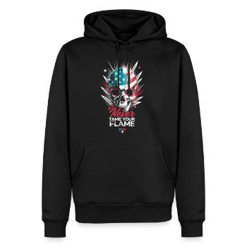 Never Tame Your Flame - Männer Premium Bio Hoodie - Schwarz - Vorne - Nico (187cm)