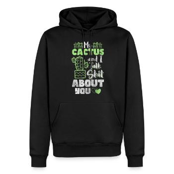 Cactus Eau Câlin - Sweat à capuche Premium bio Homme - noir - Devant - Nico (187cm)