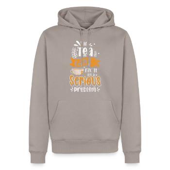 Tea Lover Recreation Teapot - Men’s Premium Organic Hoodie - taupe - Front - Nico (187cm)