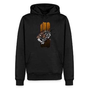 Échos de l’Antiquité : Tigre à dents de sabre - Sweat à capuche Premium bio Homme - noir - Devant - Nico (187cm)