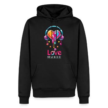 Love - Musik-Kopfhörer - Männer Premium Bio Hoodie - Schwarz - Vorne - Nico (187cm)