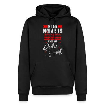 Moderator Show Welle Sprecher - Männer Premium Bio Hoodie - Schwarz - Vorne - Nico (187cm)