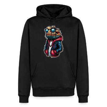 Dragons barbus - Sweat à capuche Premium bio Homme - noir - Devant - Nico (187cm)