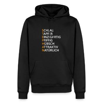 Stephan Name Geschenk - Männer Premium Bio Hoodie - Schwarz - Vorne - Nico (187cm)