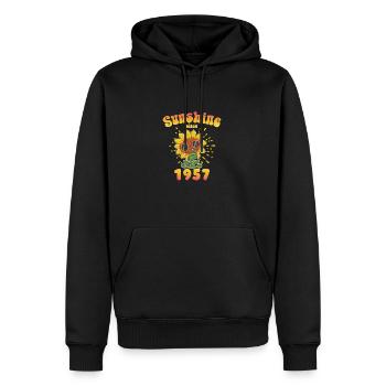 1957 Anniversaire Soleil depuis - Sweat à capuche Premium bio Homme - noir - Devant - Nico (187cm)