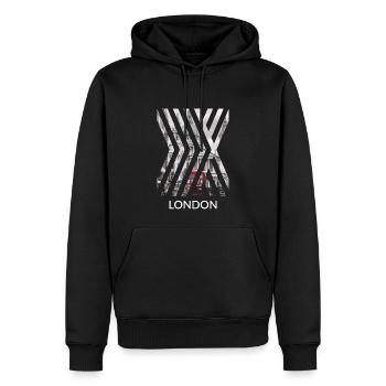London Union Jack Urlaub Stadt Roter Bus GB UK - Männer Premium Bio Hoodie - Schwarz - Vorne - Nico (187cm)