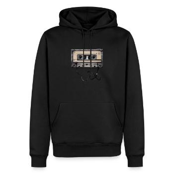 Cassette 80s - Men’s Premium Organic Hoodie - black - Front - Nico (187cm)