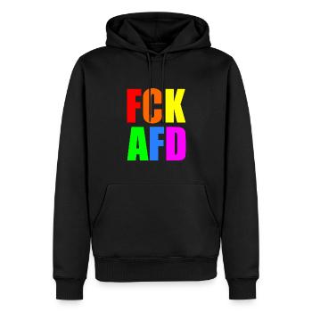 Fck afd - Männer Premium Bio Hoodie - Schwarz - Vorne - Nico (187cm)