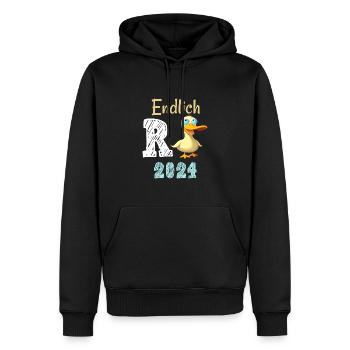 Rente 2024 mit Ente Rentner Ruhestand | R Ente - Männer Premium Bio Hoodie - Schwarz - Vorne - Nico (187cm)