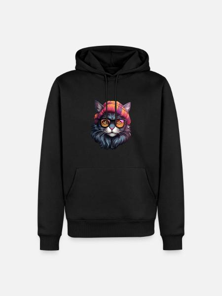Cartoon Cat - Men’s Premium Organic Hoodie - black
