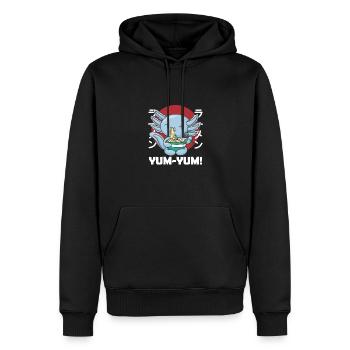 Japonais Axolotl Ramen kawaii Nouilles Axolotls - Sweat à capuche Premium bio Homme - noir - Devant - Nico (187cm)
