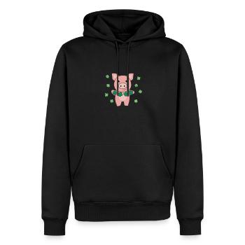 Cochon avec des trèfles animaux mignons pour le bonheur - Sweat à capuche Premium bio Homme - noir - Devant - Nico (187cm)