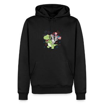 Koala avec T-Rex pour le feu d’artifice du quatrième juillet - Sweat à capuche Premium bio Homme - noir - Devant - Nico (187cm)