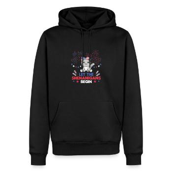 Joyeux 4ème chat mignon avec feux d’artifice Amérique - Sweat à capuche Premium bio Homme - noir - Devant - Nico (187cm)