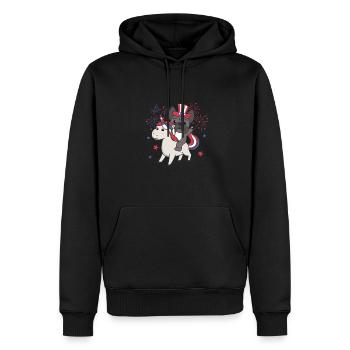 Hund mit Einhorn für den vierten Juli Feuerwerk - Männer Premium Bio Hoodie - Schwarz - Vorne - Nico (187cm)