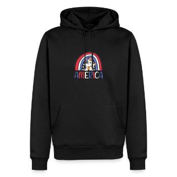 4th of July american cat for kids cute usa cat - Männer Premium Bio Hoodie - Schwarz - Vorne - Nico (187cm)