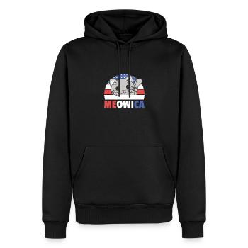 Chat pour le quatrième de juillet drapeau américain Meowica - Sweat à capuche Premium bio Homme - noir - Devant - Nico (187cm)