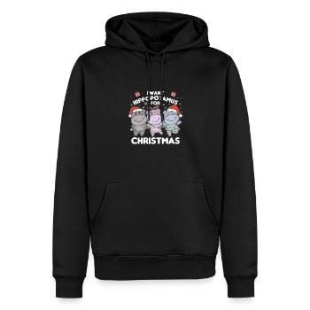 Ich will ein Flusspferd zu Weihnachten süße Hippos - Männer Premium Bio Hoodie - Schwarz - Vorne - Nico (187cm)