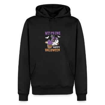Katze Hexe Hexen Witching you a Happy Halloween - Männer Premium Bio Hoodie - Schwarz - Vorne - Nico (187cm)