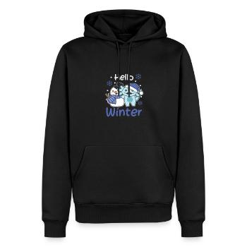 Axolotl Hello Winter schneemann schnee weihnachten - Männer Premium Bio Hoodie - Schwarz - Vorne - Nico (187cm)