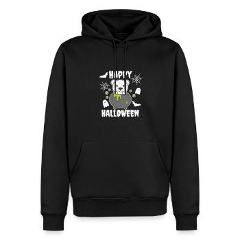 Ours polaire Joyeuse chauve-souris chaudron d’Halloween - Sweat à capuche Premium bio Homme - noir - Devant - Nico (187cm)