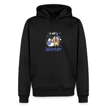 Otter Hello Winter schneemann schnee weihnachten - Männer Premium Bio Hoodie - Schwarz - Vorne - Nico (187cm)