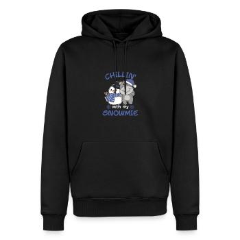 Hippo Chillin avec mon bonhomme de neige - Sweat à capuche Premium bio Homme - noir - Devant - Nico (187cm)