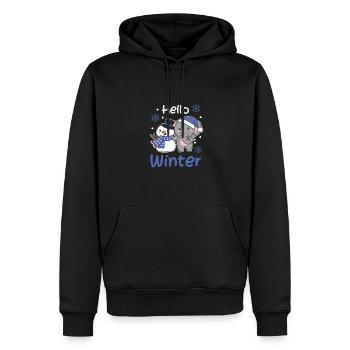 Elefant Hello Winter schneemann schnee weihnachten - Männer Premium Bio Hoodie - Schwarz - Vorne - Nico (187cm)