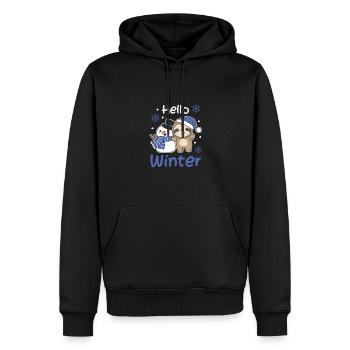 Faultier Hello Winter schneemann schnee weihnacht - Männer Premium Bio Hoodie - Schwarz - Vorne - Nico (187cm)