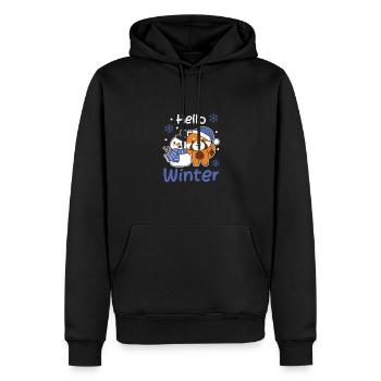 Panda Rouge Hello Bonhomme de neige d’hiver - Sweat à capuche Premium bio Homme - noir - Devant - Nico (187cm)