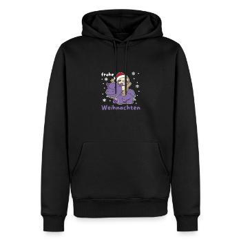 Weihnachts Hippo Faultier frohe Weihnachten Hippo - Männer Premium Bio Hoodie - Schwarz - Vorne - Nico (187cm)
