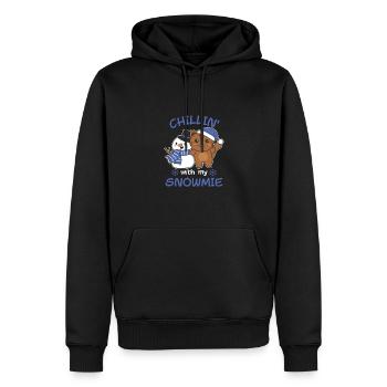 Chat Chillin avec mon schneemann snowmie - Sweat à capuche Premium bio Homme - noir - Devant - Nico (187cm)