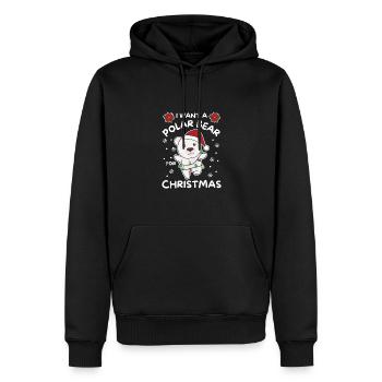Je veux un ours polaire pour Noël mignons ours polaires - Sweat à capuche Premium bio Homme - noir - Devant - Nico (187cm)